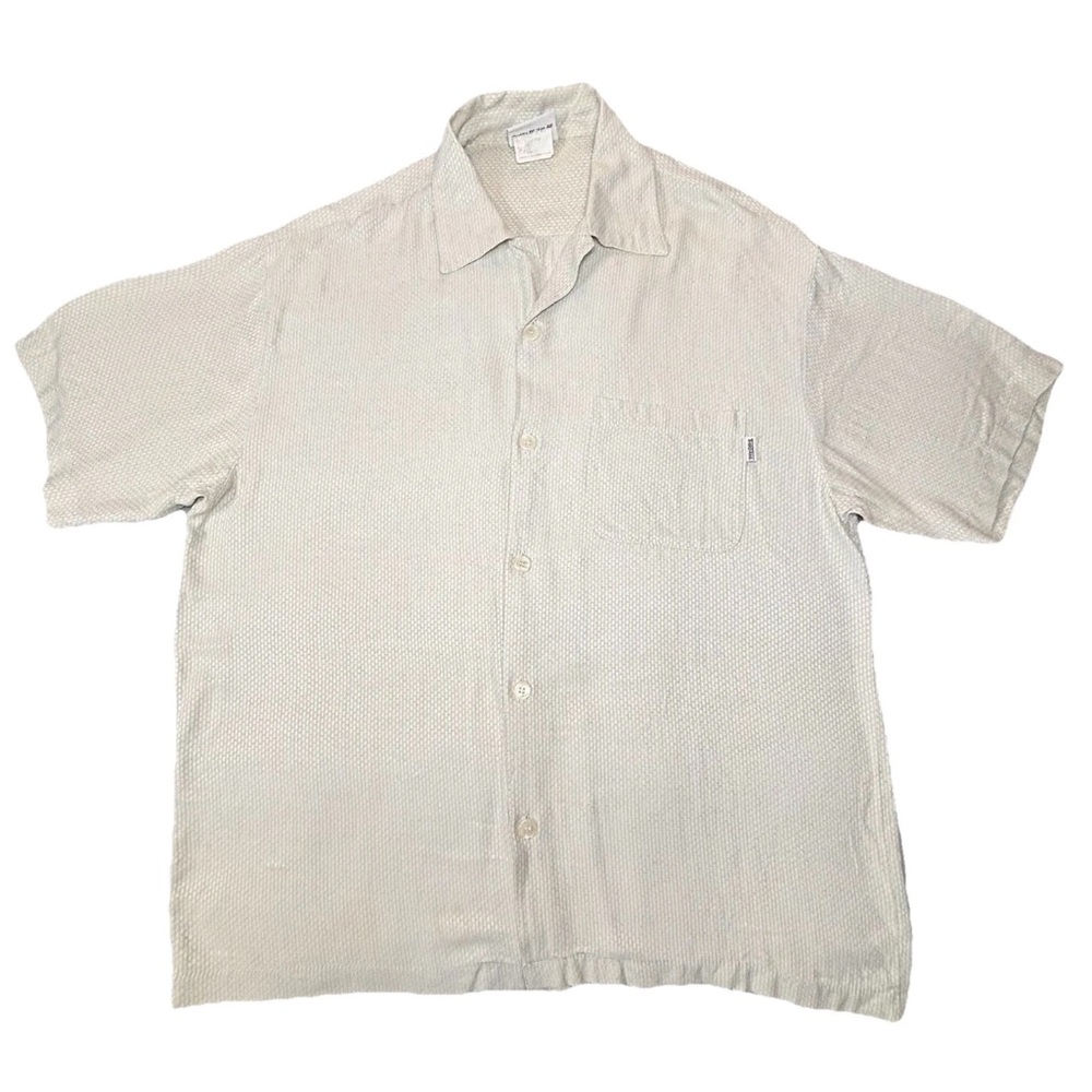 Vintage Third Rail Button‎ Up Shirt Men’s Large Tan Geometric Print